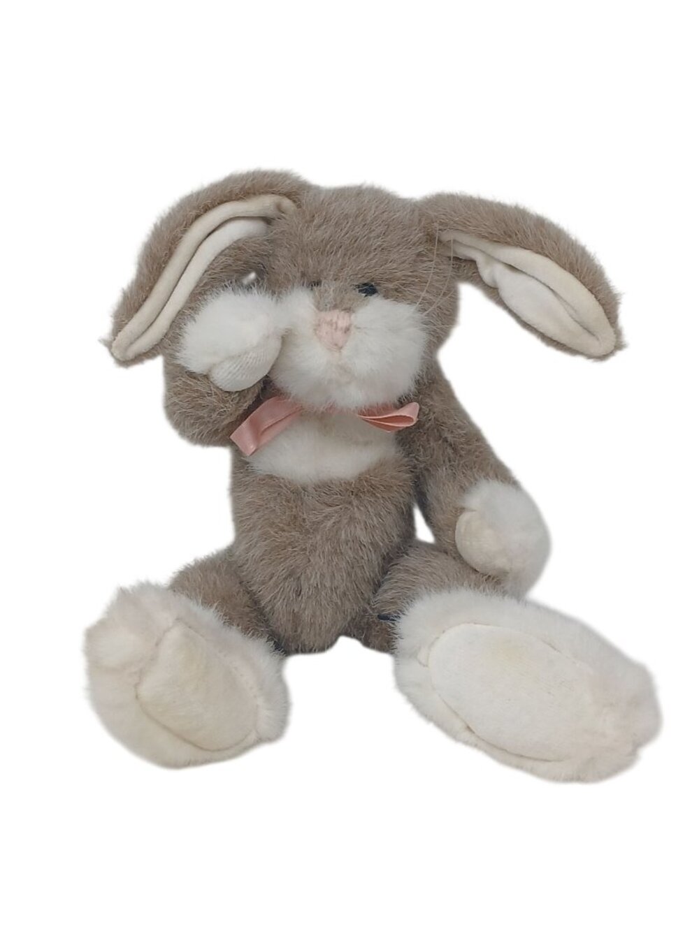 The Boyds Collection Ltd Plush Bunny 1985-95 Brown White w/ Bow 12" Jointed #D32